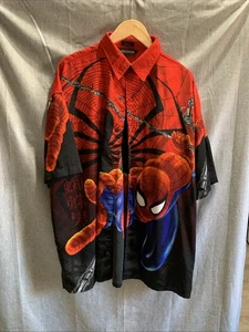 Vtg Changes 2001 Spider-Man Marvel Men's Button Down All Over Graphic Shirt XL - Picture 1 of 8
