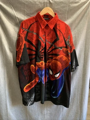Vtg Changes 2001 Spider-Man Marvel Men's Button Down All Over Graphic Shirt XL - Image 1 of 4