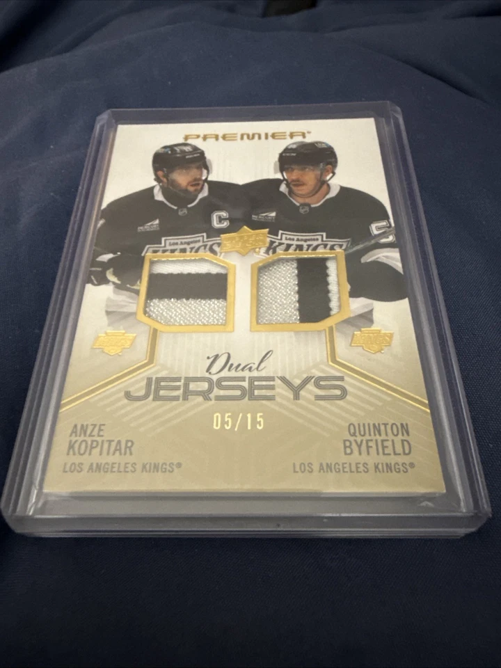 2024-25 UD Premier Hockey Anze Kopitar/Quinton Byfield Dual Jerseys /15 PATCH - Image 1 of 1