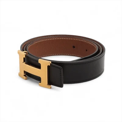 Hermès H Belt □N:2010 Belt 90 Box Calf × Togo Black×Gold - Image 1 of 4