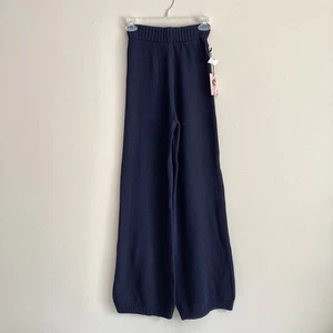 Sincerely Jules Womens Sweater Knit Wide Leg Pants Size XS Navy Blue Hi Rise - Picture 1 of 9