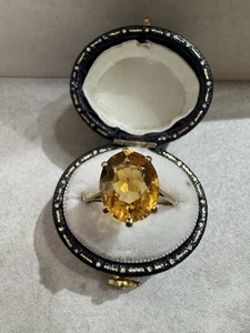 9ct Yellow Gold Citrine Ring Size L - Picture 1 of 9
