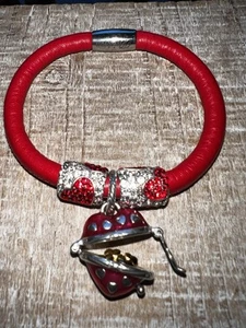 BRIGHTON rotes Leder Strass HERZ Bettelarmband - Charm ÖFFNET! Unikat Neu ohne Etikett! - Bild 1 von 13