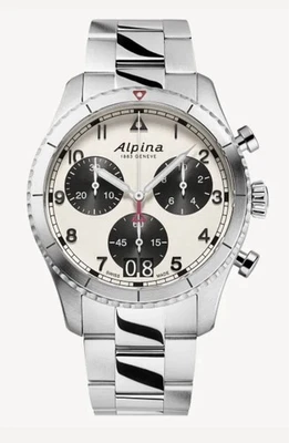 Reloj Alpina Startimer Piloto Cronógrafo Fecha Grande AL-372WB4S26B Nuevo En Caja Foto 1 de 4