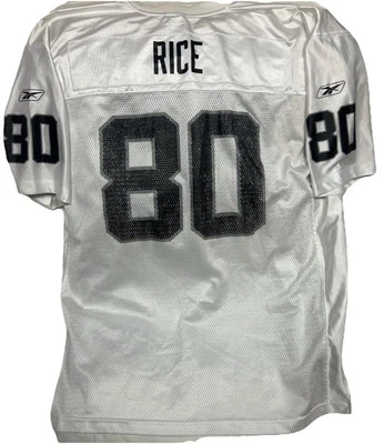 Camiseta deportiva vintage de los 90 Oakland Raiders para hombre XL blanca Reebok Jerry Rice #80 NFL Foto 1 de 4