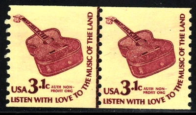 Sello EE. UU. (circa 1979) - Par de líneas de bobina de guitarra 3,1¢ SC# 1613 MNH Foto 1 de 2