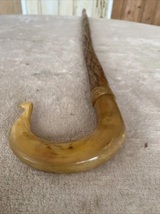 Bastón de andar cuerno de carnero vintage / bastón de ladrón de pastores 108 cm - Imagen 1 de 12
