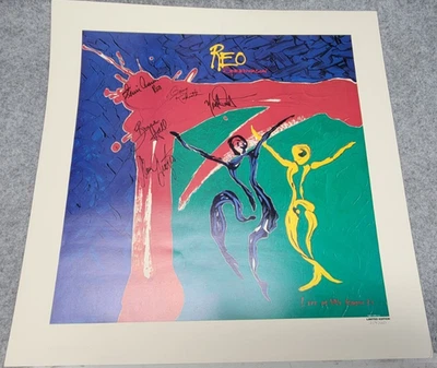 REO SPEEDWAGON FIRMADO POR BANDA COMPLETA Life As We Know It Impresión Limitada Autógrafo Foto 1 de 4