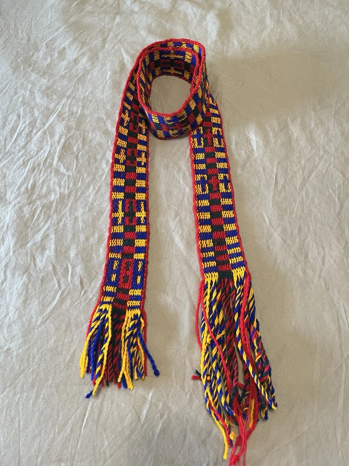 Antiguo Cinturón Bandolera 53" Hecho a Mano Tejido Lana Correa Vyshyvanka Ucrania De Colección Foto 1 de 4