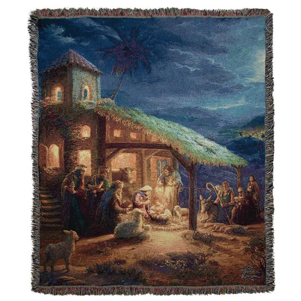 Manta de tapiz The Nativity Scene 50" x 60" nueva con etiquetas Foto 1 de 1