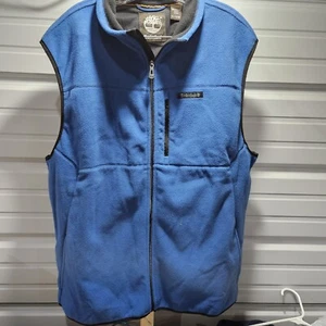 Timberland Mens Warm Fleece Full Zip Solid Blue Sweater Vest Size XL - Picture 1 of 5