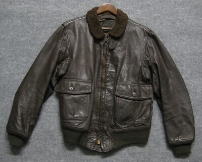 ОРИГИНАЛЬНЫЙ ВИНТАЖНЫЙ WW2 USN ТЕМНО-G-1 США ВОЕННОГО КОЖИ ПИЛОТОВ КУРТКА МУЖСКАЯ БОЛЬШОЙ - Изображение 1 из 4