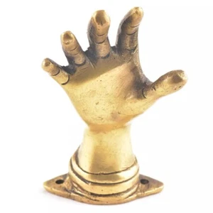Set of 2 Antique Look Golden Brass Hand Door Pull Knob Door Handle - Picture 1 of 3