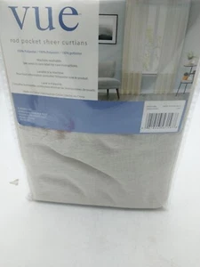 Vue Rod Pocket Sheer Set Of 2 Curtain Snow Texture Linen Color 37in x 84in - Picture 1 of 8