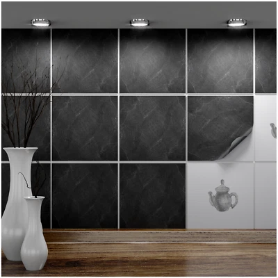 FoLIESEN Fliesenaufkleber für Küche und Bad - Fliesenfolie Dekor Black Slate - Bild 1 von 4