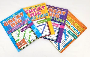 4 Large Print Great Big Crosswords Puzzle Books Word Find Vol#126, 156, 157, 345 - Imagen 1 de 13
