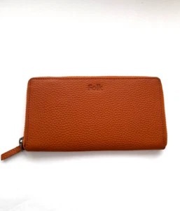 FOLK Tan Handmade Leather Zip-around RFID Purse Wallet NEW - Picture 1 of 8