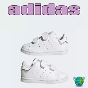 Adidas Stan Smith CF I Infant/Toddler Girls Shoes Size 8K White/Multi/Purple - Picture 1 of 7