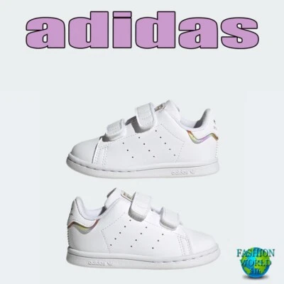 Adidas Stan Smith CF I Bebé/Niño Pequeño Niñas Zapatos Talla 9K Blanco/Multi/Púrpura Foto 1 de 4