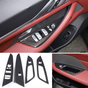 Carbon Fiber ABS Window Lift Switch Button Panel Trim For BMW 4 Series G22 2021+ - Foto 1 di 12