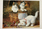 Vintage Greeting Card Cat Kittens Basket Of Mischief Leon Charles Huber