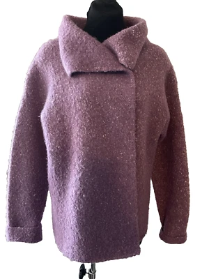 Eileen Fisher Jacket Womens Pink Purple Wool Alpaca Silk Sweater Roll Neck XS - Image 1 of 4