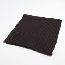 Fendi Zucca Muffler Wool Black x Brown Thread Stripe FF Logo