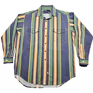 Vintage Polo Ralph Lauren Heavy Shirt Mens Medium Striped Western Ranch Shacket - Picture 1 of 8