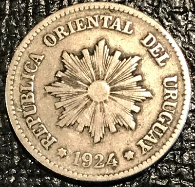 VERY NICE 1924 URUGUAY 2 CENTESIMOS COIN-OCT816 - Image 1 of 2