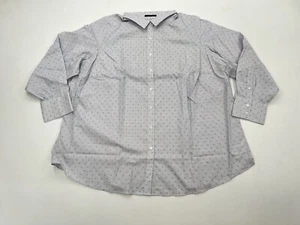 Land End Women Plus Size:26W No Iron Long Sleeve Dress Shirt BLUE STRIPE RES DOT - Picture 1 of 8