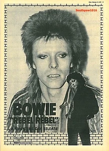 1974 David Bowie "Rebel Rebel" Song Release Promo Trade Ad Reprint - Picture 1 of 1
