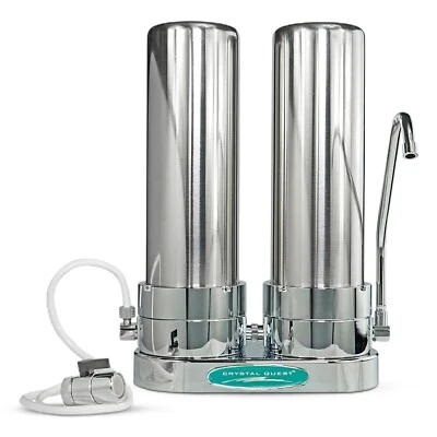 Sistema de filtro de agua de encimera de fluoruro Crystal Quest (acero inoxidable) Foto 1 de 3