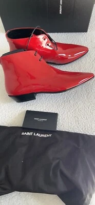 $945 Saint Laurent Mujer Jonas Rojo Charol Botines Talla 37/7US Foto 1 de 4