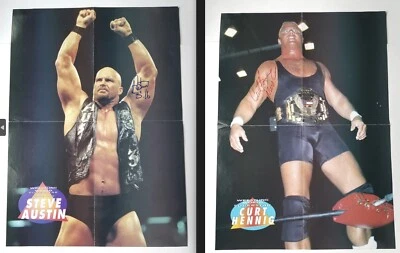 Stone Cold Steve Austin & Curt Hennig SIGNED 2 Side Fold Out Poster JSA LOA Axel - Image 1 of 4
