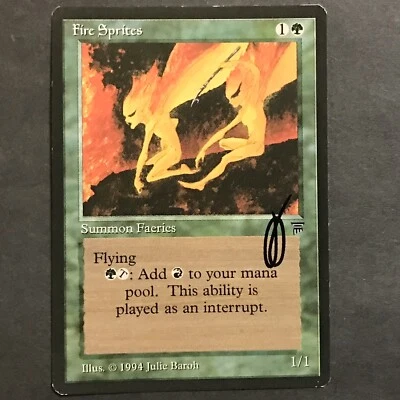 MTG LEGENDS ARTIST PROOF - FIRE SPRITES - JULIE BAROH SIGNED - MAGIC AP CARD - Image 1 of 3