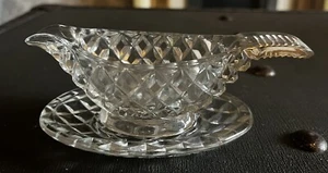 Vintage Cut Glass Jug And Tray. Jug, 2” Tall, 8” Long. Tray, 4.5” Long, 3” Wide - Picture 1 of 4