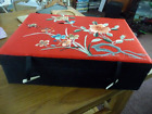 vintage silk embroidered jewellery box two layers