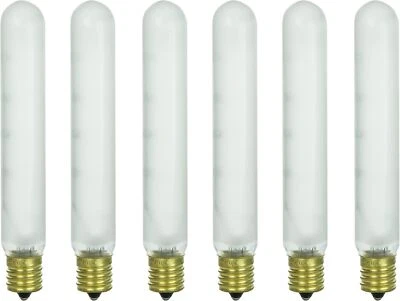 6Pack Tubular Light Bulbs, Frosted Tube T6.5 Bulb, 40W, 2600K, 290LM, E17, 120V - Image 1 of 4