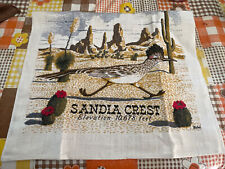 Vintage Sandia Crest Souvenir Towel Road Runner Cactus Desert