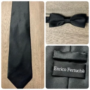 Conjunto de corbata y pajarita negra y negra Enrico Fertuchie paquete corbata y pajarita - Imagen 1 de 12