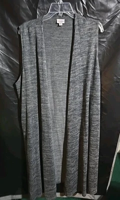 Chaleco plumero LulaRoe Joy negro gris jaspeado abertura lateral sin mangas XL Foto 1 de 4