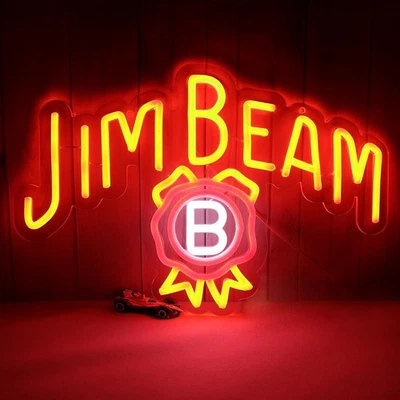 Jim Beam Whiskey LED Neonlicht Schild beleuchten Bier Bar Pub Club Haus Zimmer - Bild 1 von 4