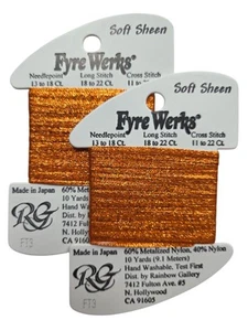 Rainbow Gallery Fyre Werks Soft Sheen Needlepoint Thread Lot of 2 FT3 Pumpkin - Picture 1 of 3