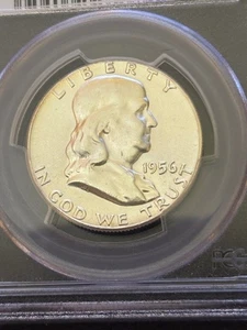 1956 Franklin Half Dollar Silver ---- PCGS MS-64FBL Slabbed Coin Free Shipping - Picture 1 of 4