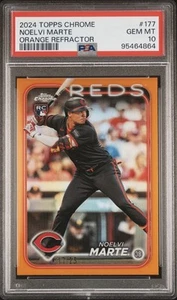 2024 Topps Chrome #177 Noelvi Marte Rookie Orange Refractor /25 PSA 10 GEM MINT - Picture 1 of 2