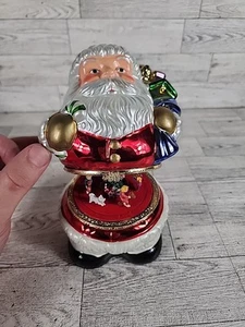 Mr Christmas Metallic Santa Trinket Music Box Animated Christmas Toy 6.5" - Picture 1 of 8