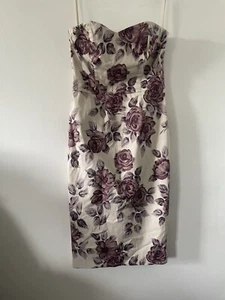 Ladies Coast Dress Strapless Bodycon Mini Short Floral White Wedding Size 10 - Picture 1 of 12