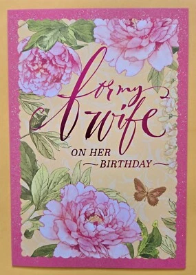 "Para mi esposa..." Tarjeta de felicitación de feliz cumpleaños grande (+ sobre 5,5x8") Foto 1 de 4