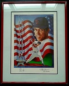 Marcador Nolan Ryan Ron Lewis firmado triple enmarañado impresión automática certificado de autenticidad #930/2500 - Imagen 1 de 7