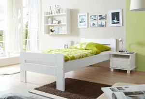 Einzelbett Bert Massivholz Kiefer Weiß 90 x 200 cm - Bild 1 von 1